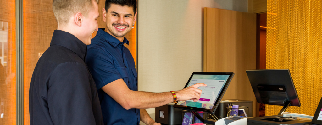 Self check-in kiosk by Tabhotel at the Pestana CR7 Madrid hotel Self check-in kiosk by Tabhotel at the Pestana CR7 Madrid hotel