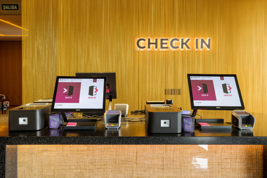 Self check-in kiosk by Tabhotel at the Pestana CR7 Madrid hotel