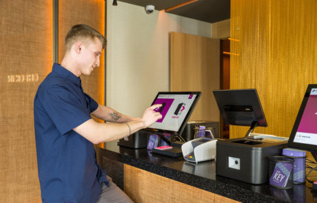 Self check-in kiosk by Tabhotel at the Pestana CR7 Madrid hotel