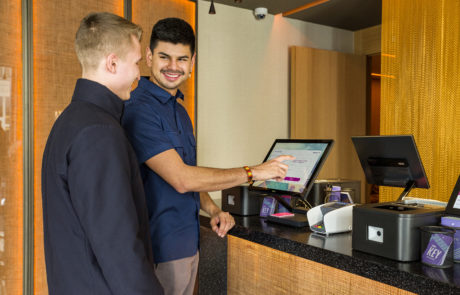 Self check-in kiosk by Tabhotel at the Pestana CR7 Madrid hotel