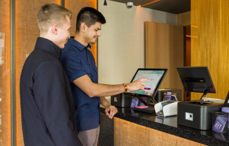 Self check-in kiosk by Tabhotel at the Pestana CR7 Madrid hotel